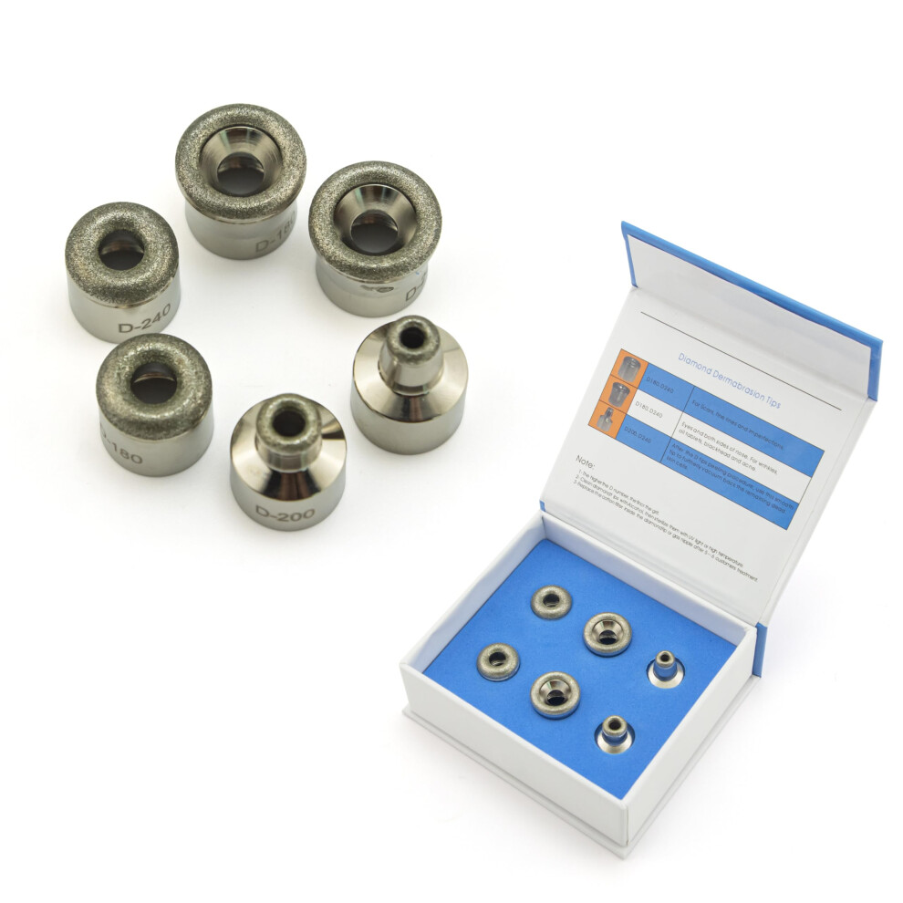 Diamond Microdermabrasion Tips Set 6 Pcs, MultiSize Exfoliation Heads for Home and Salon Use