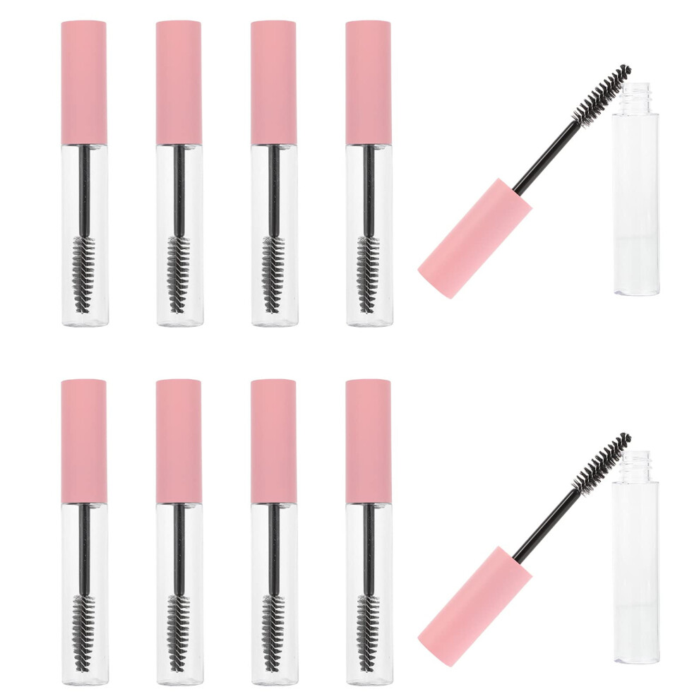 Pink 10Pcs 10Ml Empty Mascara Tubes With Wand Refillable Reusable Travel Size Eyelash Serum Bottles