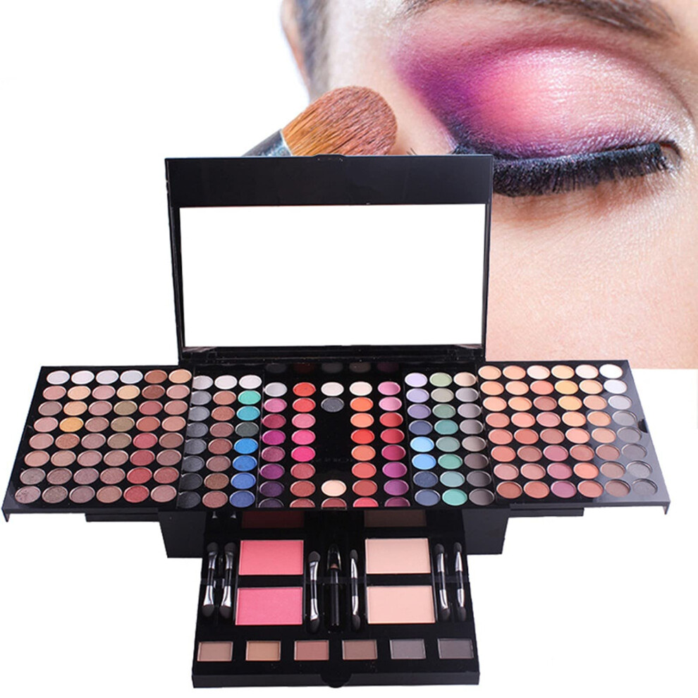 180 Color Eyeshadow Palette Kit with Matte and Shimmer Shades, Contouring, Blush and Brushes
