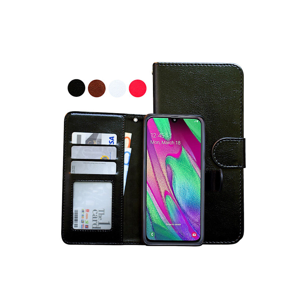 Compatible With Samsung Galaxy A40 - Leather Case / Protection Black 9377112365725