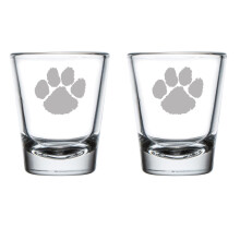 Set of 2 Shot Glasses 1.75oz Shot Glass Paw Print