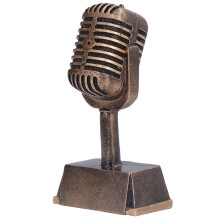Wobythan Retro Microphone Trophy, Small Resin Singing Award Trophy for Karaoke, Competitions, Parties