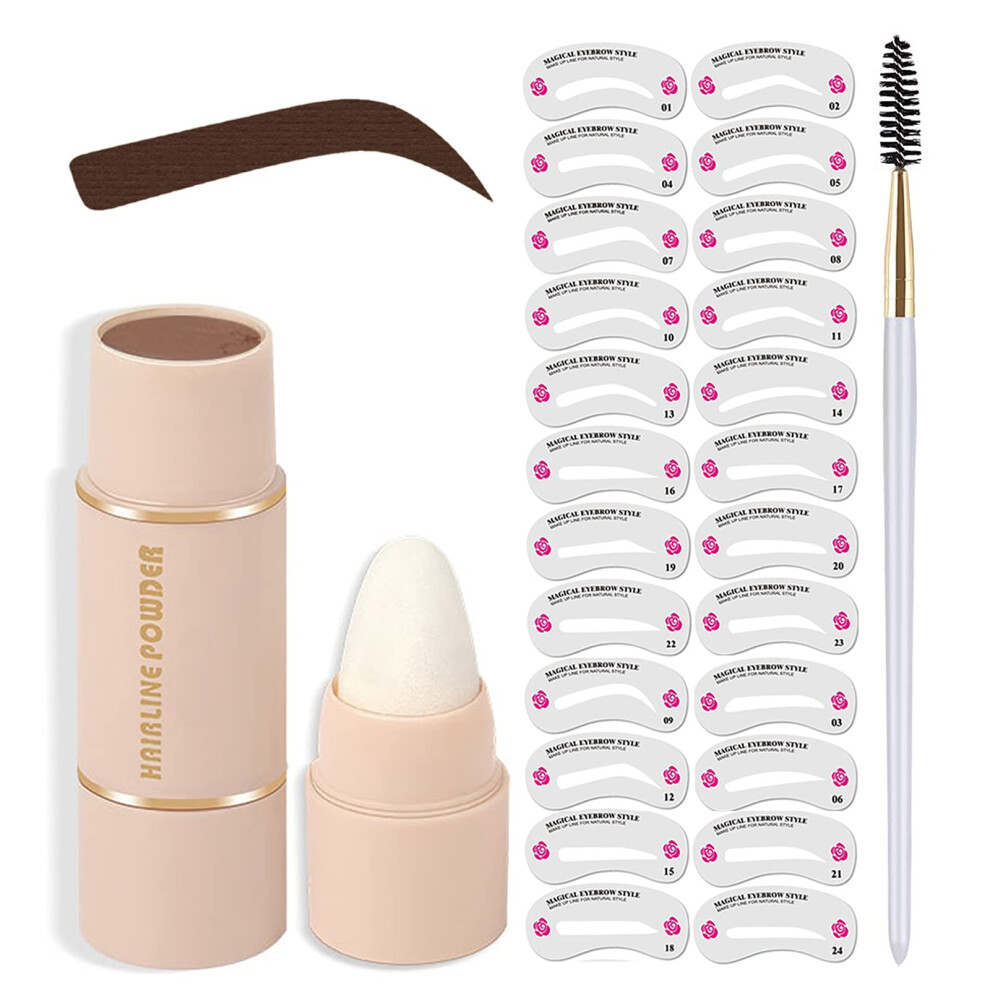 Eyebrow Stamp Kit with 24 Reusable Stencils, Waterproof Brow Shaping Set with Brush