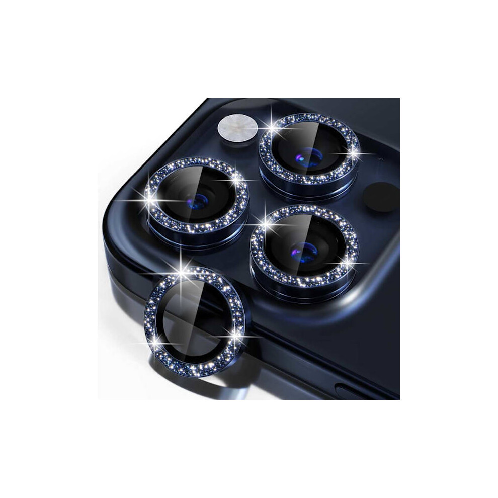 Compatible With Iphone 15 Pro/Pro Max Lens Protector Bling Glitter Blue 9027700900233