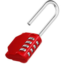 2.2 Inch Long Shackle Combination Lock, 4 Digit Resettable Weatherproof Padlock for School, Gym & Employee Locker, Outdoor, Fence (Red)