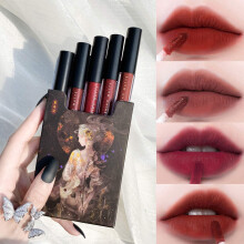 Matte Lipstick Set and Lip Gloss Set, Long Lasting Waterproof NonStick Cup Vivid Color 5pc