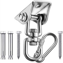 1-pack Ceiling Hook, 360 Swivel Hanging Hooks 304 Stainless Steel 500kg Load Capacity Carabiner Hook Wall Mount Kit for Swing, Hammock, Yoga, Sack