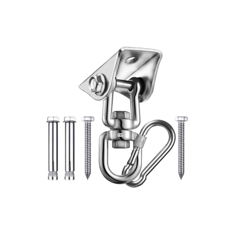 1-Pack Ceiling Hook, 360 Swivel Hanging Hooks 304 Stainless Steel 500Kg Load Capacity Carabiner Hook Wall Mount Kit For Swing, Hammock, Yoga, Sack 9027700899469
