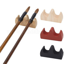 8pcs Painting Brush Rest Stand 4 Color Calligraphy Brush Holder Fire Shaped Wooden Writing Brush Rack Flat Weightpaper