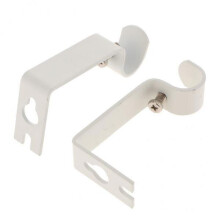 2 of 2Pcs Adjustable Metal Curtain Pole Rod Wall Bracket Hook Holder White