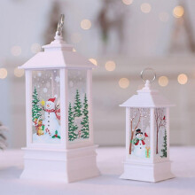 Lantern USB Powered & Battery Operated Lighted, Christmas Water Glittering Snowing Globe, Tabletop Lanterns for Christmas Decorations and Gifts