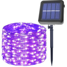 Solar String Lights Outdoor, 99FT 300 LED Copper Wire, 8 Modes, Waterproof, for Garden Yard Party Wedding Christmas (Purple)