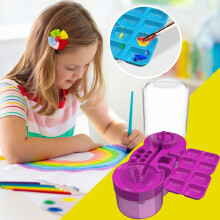 Paint Brush Cleaner, Paint Brush Holder and Organizers with Palette for Acrylic, Watercolor, and Water-Based Paints
