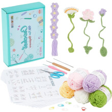 8 Set Flower Crochet Bookmark Kit, Mixed Styles, Compatible with Beginners, Includes Step-by-Step Video Tutorials & All Accessories