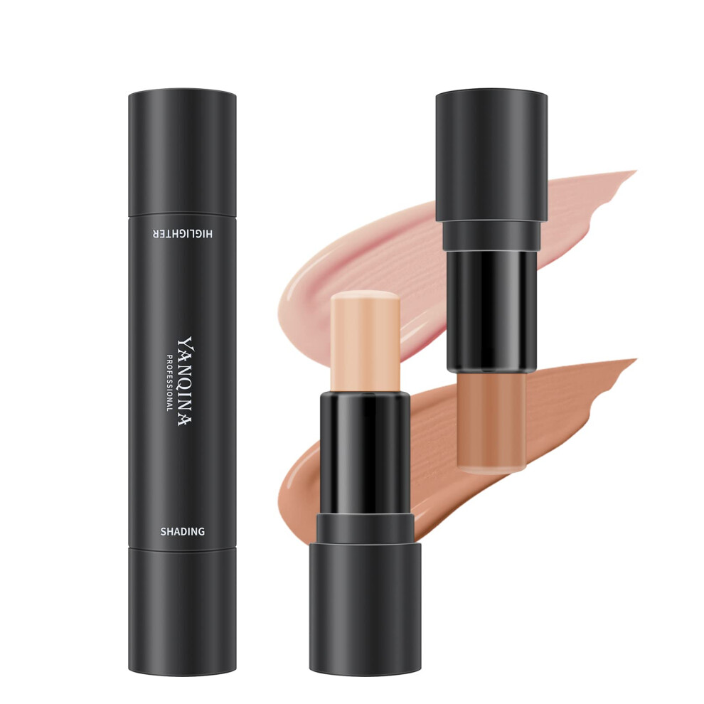 Cream Dual Head Contour And Highlighter Stick 2 In 1 Bronzer Concealer Makeup, 02