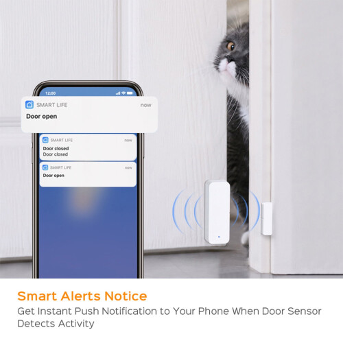 lulshou Smart WiFi Door Sensor,Wireless Window Sensor Real-time Message Notification,Home Security Door Open Entry Sensor 1