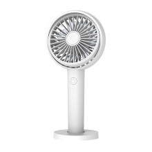 YOBOLK Mini Portable Fan, Silent Powerful Handheld Fan with 3 Speeds, USB Rechargeable, Lightweight Desk Fan with Base, Cute Design