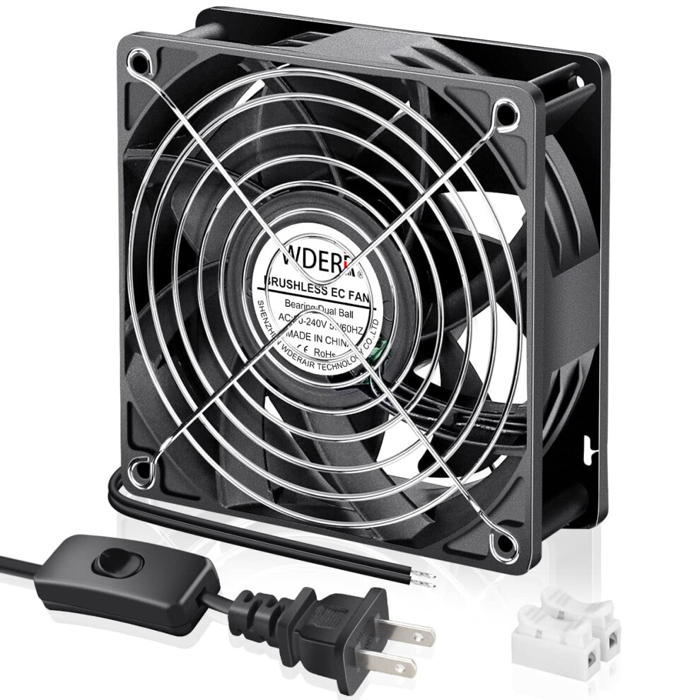 Ec 120Mm X 38Mm Axial Fan Ac 110V 120V 220V 240V Ball Bearing High Airflow For Server Rack Industrial Case Cooling 9422877258277