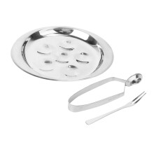 Escargot Serving Set Stainless Steel Snail Plate with Fork and Tong for Home and Restaurant