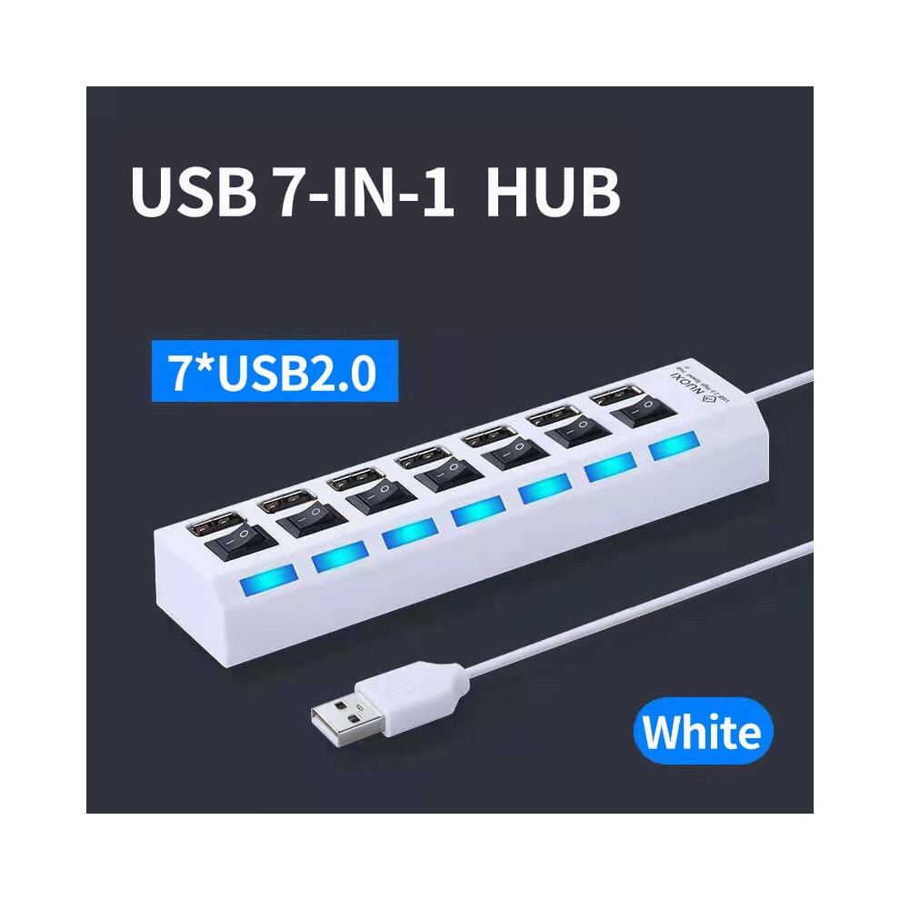 Kiplyki Wholesale Hi-Speed 4/7 Ports Led Usb 2.0 Adapter Hub Power On/Off Switch For Pc Laptop 9399596485584