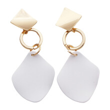 1 Pair Women Dangle Earrings Contrast Color Rhombus Shape Alloy Durable Drop Earrings Lady Accessory