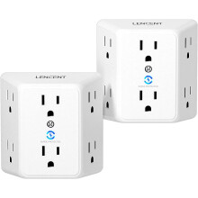 Multi Plug 6 Outlet Extender, 2 Pack Surge Protector Wall tap, Power Strip 3-Side Widely Spaced Adapter