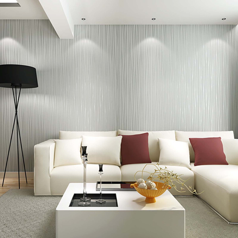 Modern Non-Woven Wallpaper Roll 53X910cm, Glitter Stripe Textured Flocking Wallcoverings, Compatible With Quinlirra, For Bedroom & Living Room 9085618210127
