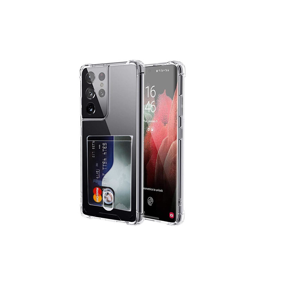 Compatible With Samsung Galaxy S21 Ultra - Stylish Protective Case With Card Holder Transparent 9085618209626