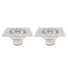 2X Thick Stainless Steel Anti-Odor Square Floor Drain Waste Drain Cover Hotel Bathroom Shower Drain 100X100mm