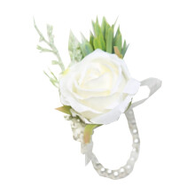 Rose Wrist Flower And Men'S Corsage Set 2 Pieces Suitable For White Wedding Flower Accessories Prom Decoration Graduation Season Decoration