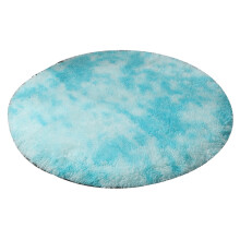 Cute Light Blue Round Fuzzy Plush Rug 80x80cm, Circular Carpet for Girls Bedroom, Nursery, Dorm Room Decor