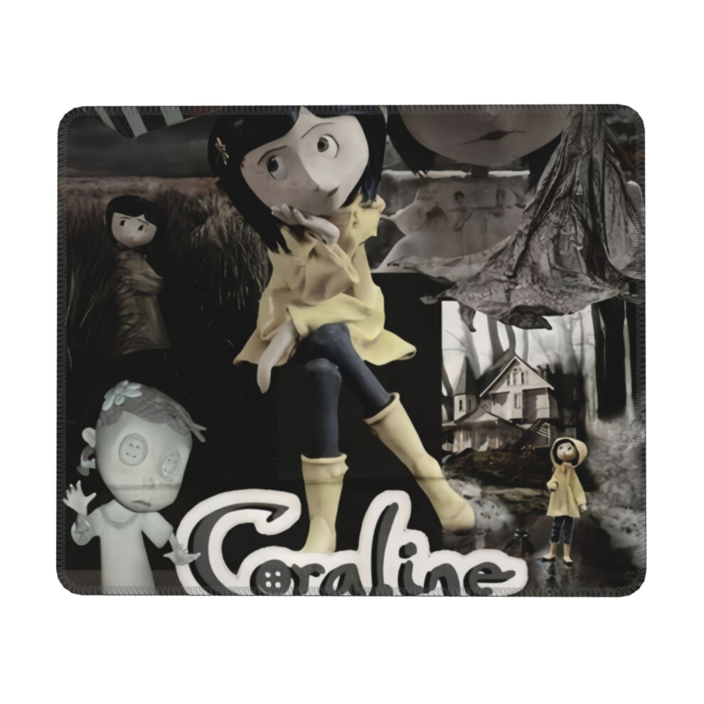 Coraline Mouse Pad With Stitched Edge, Non-Slip Rubber Base, Washable Lycra Cloth, Compatible With Computers And Laptops Green 9499224758506