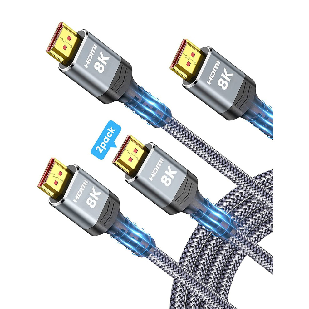 48Gbps 8K Hdmi Cable 3.3Ft/1M 2-Pack, High Speed Hdmi Braided Nylon 2.1 Cord-4K120 144Hz 8K60hz Rtx 3090 Earc 9085618733206