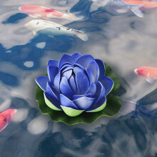 Artificial Water Lily Flowers for Pond, Fish Tank & Living Room Decor, Floating PU Leaves with Canopy - Compatible with Pond Accessories