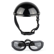 Puppy Sunglasses+Helmet Set Dog Helmet with Ear Hole Cool Helmet for Bike Dog Goggles for Outdoor Activities Protect