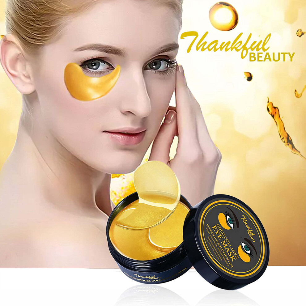 Gold/Dark Hydrogel Collagen Under Eye Mask 60Pcs For Circles Puffiness Wrinkles Hydration