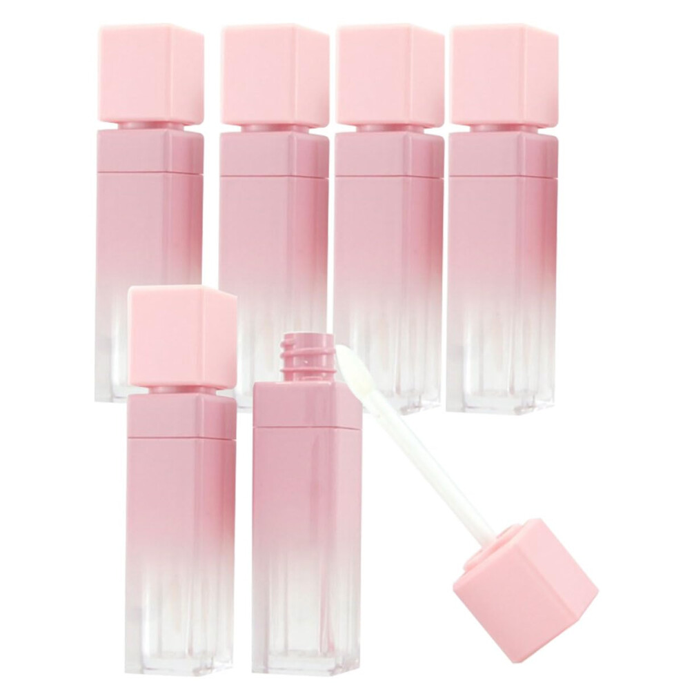 Pink 6Pcs Gradient Empty Lip Gloss Tubes 8Ml Refillable Lipstick Containers For Diy Makeup