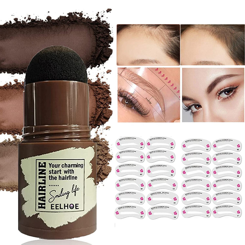 Eyebrow Stamp Kit with Powder Stick, Waterproof Brow Stamp and Adjustable Shape Stencils
