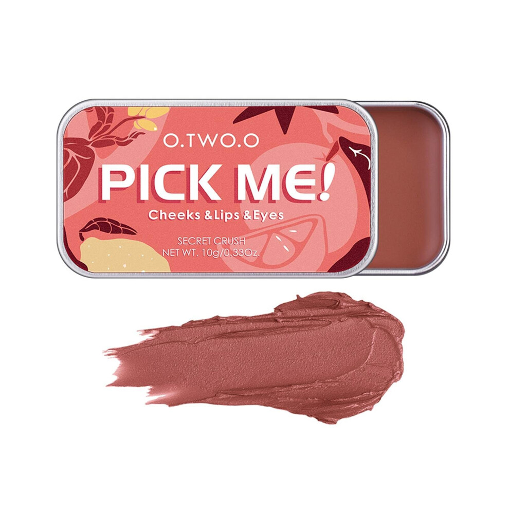 Cream/Peach 3 In 1 Makeup Palette With Blush Eyeshadow Lipstick, Shades For Cheeks Lips Eyes