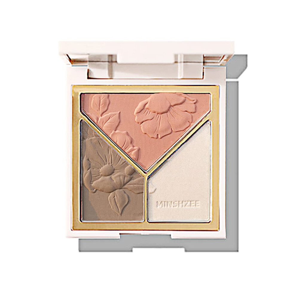 Makeup Palette 3 in 1 Bronzer Highlighter Blush with Matte and Shimmer Finish, Longwear Compact