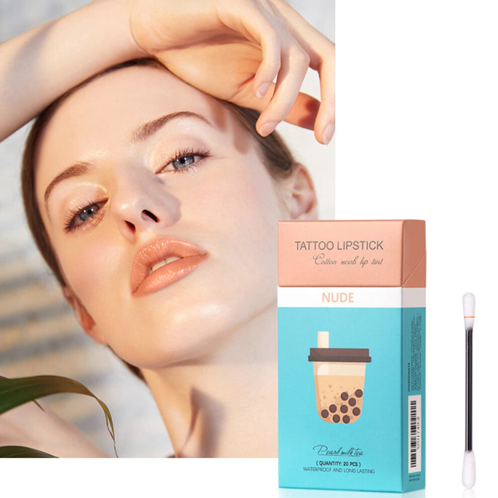 Cream Matte Lip Stain Nude Waterproof 20Pcs With Hygienic Disposable Lip Applicator Longlasting Velvet Finish