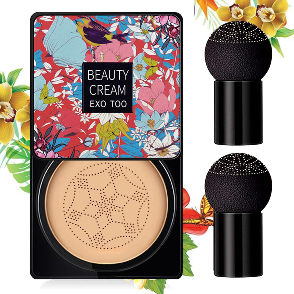 CC Cushion Foundation Nude #103 Full Coverage Waterproof with 2 Mushroom Sponges for Natural Finish