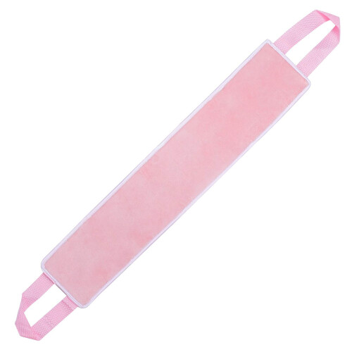 Self Tanning Back Applicator Strap with Long Handle, Pink Soft Fiber Mitt for Even Coverage