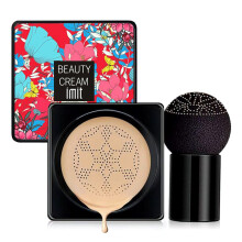 BB Cream and Primer 20g with Mushroom Powder Puff, Oil Control, Brighten Skin Tone, Lasting Moisture