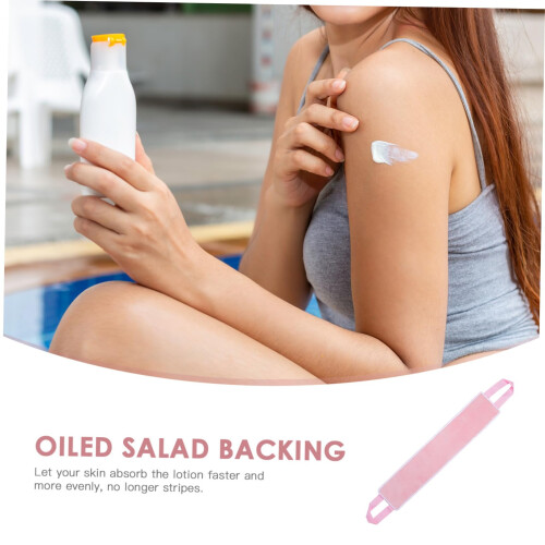 Self Tanning Back Applicator Strap with Long Handle, Pink Soft Fiber Mitt for Even Coverage 2