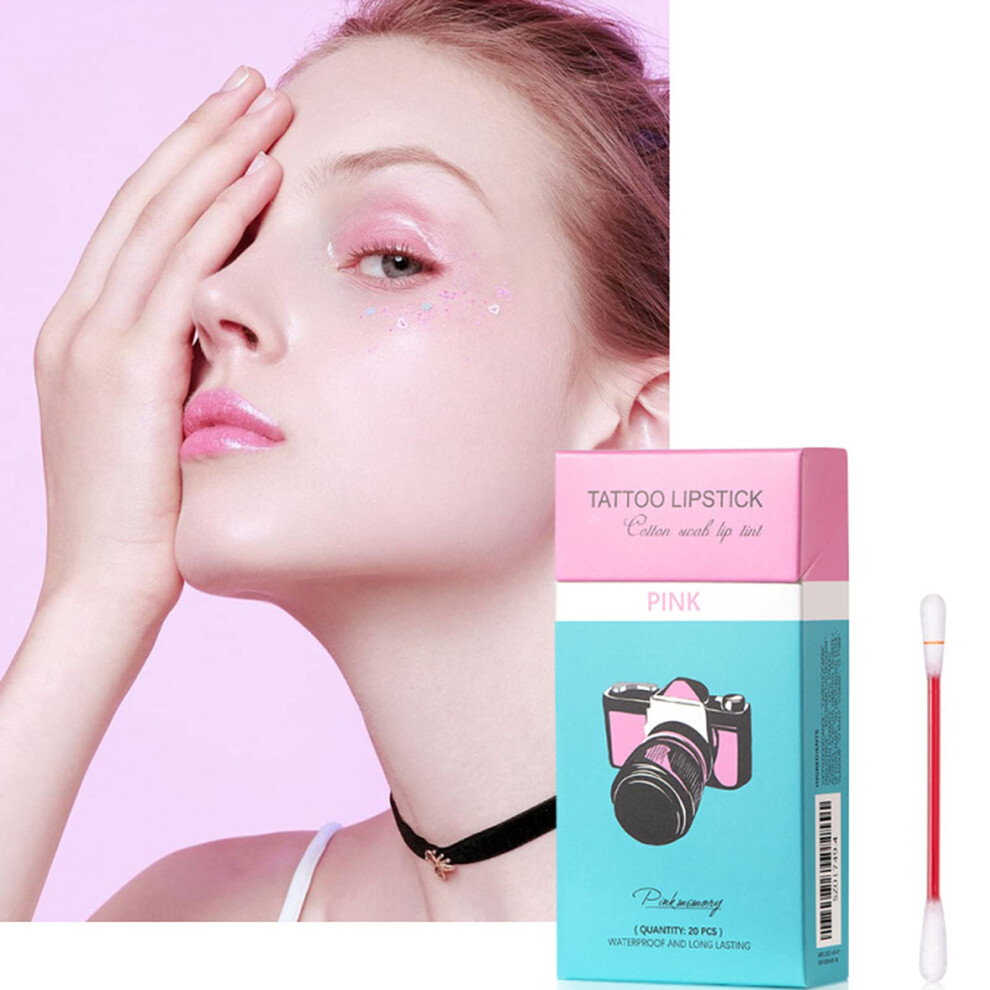 Pink Lip Stain With Hygienic Disposable Applicator, Long Lasting Matte Lipstick Velvet 20Pcs