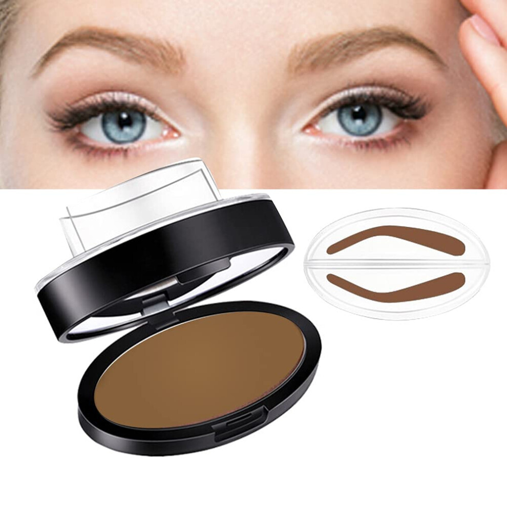 Brown Eyebrow Stamp Kit Light With Powder For Natural Brows, Quick Application, Long Lasting Wear