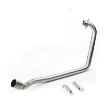 Universal Stainless Steel Motorcycle Exhaust Pipe LShaped Muffler Silver with Installation Hardware