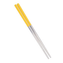 Reusable Chopsticks Set, Wheat Straw Stainless Steel, EcoFriendly, Dishwasher Safe, 2 Pairs Yellow