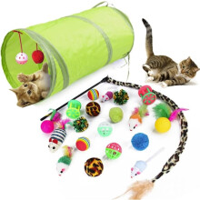 Cat Toys 21 Pcs Cat Toys Kitten Toys Interactive Cat Feather Wand Ball Feather Mouse Toy for Indoor Cats